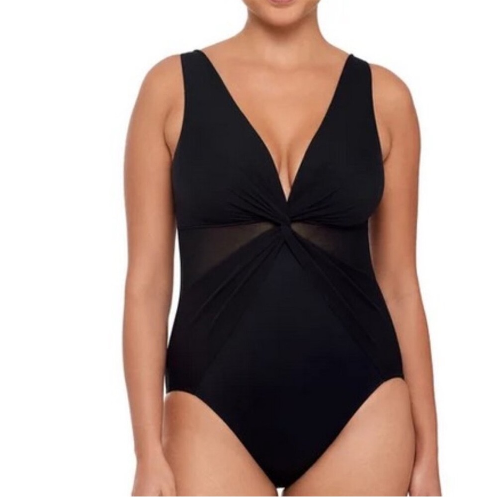 Miraclesuit Black Twist-Front V-Neck One-Piece Swimsuit